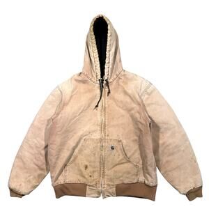 Vintage Carhartt Hooded Jacket J130 BRN Brown Insulated Mens XL Faded Distressed